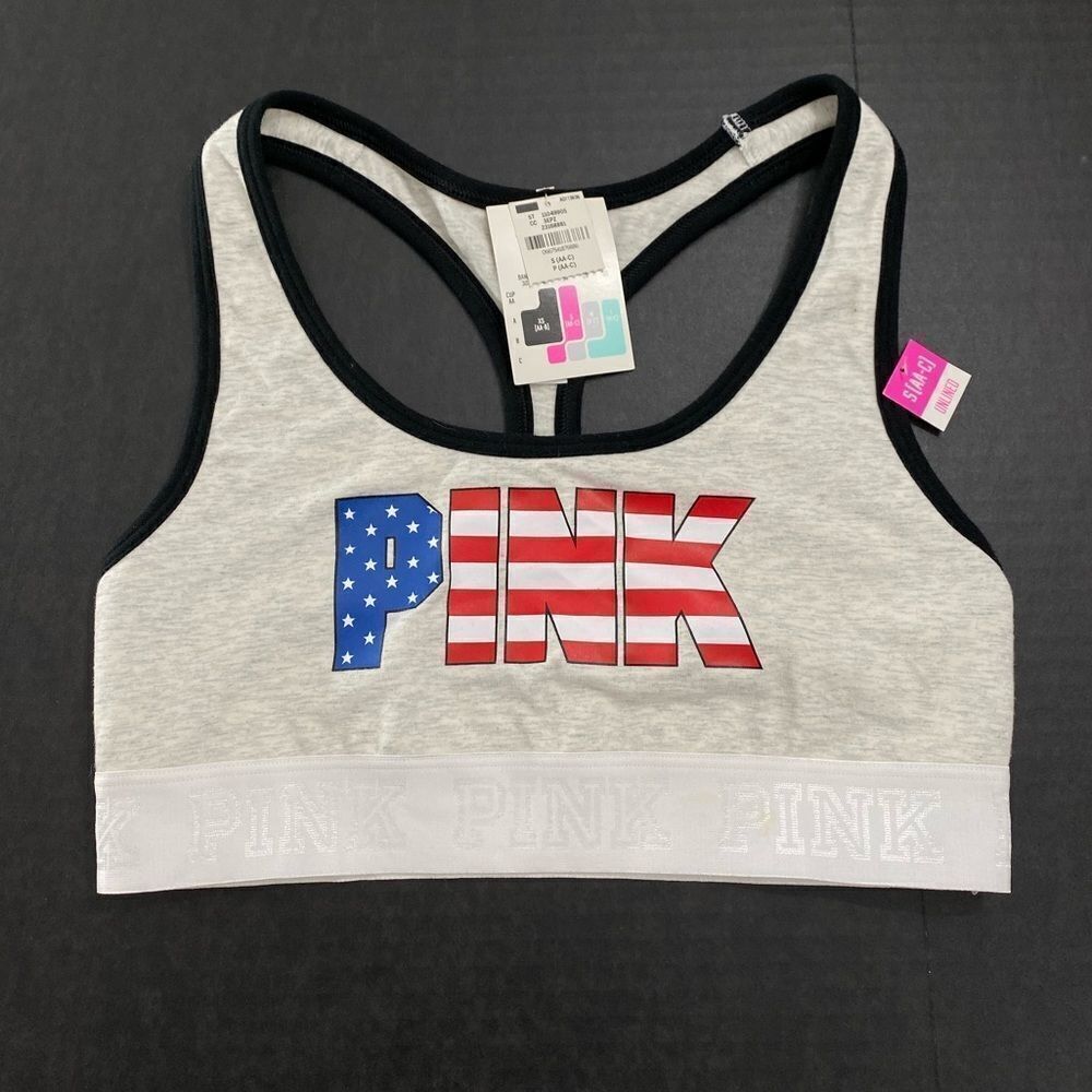 Victoria’s Secret Pink Crop unlined yoga sport bra gray Small